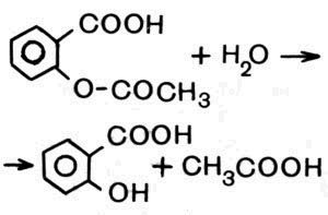 Реакция гидролиза ацетилсалициловой кислоты