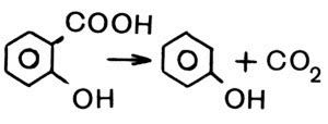 Реакция декарбоксилирования салициловой кислоты с получением фенола