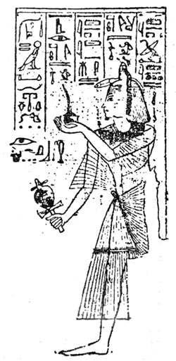 Египетский  папирус XI-X вв. до н. а. У жреца в руках, кадильница с благовониями